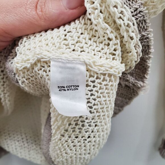 Nordstrom | Trouve Women's Cream Taupe Mesh Open Knit 3/4‎ Sleeve Sweater Size S - Picture 4 of 5